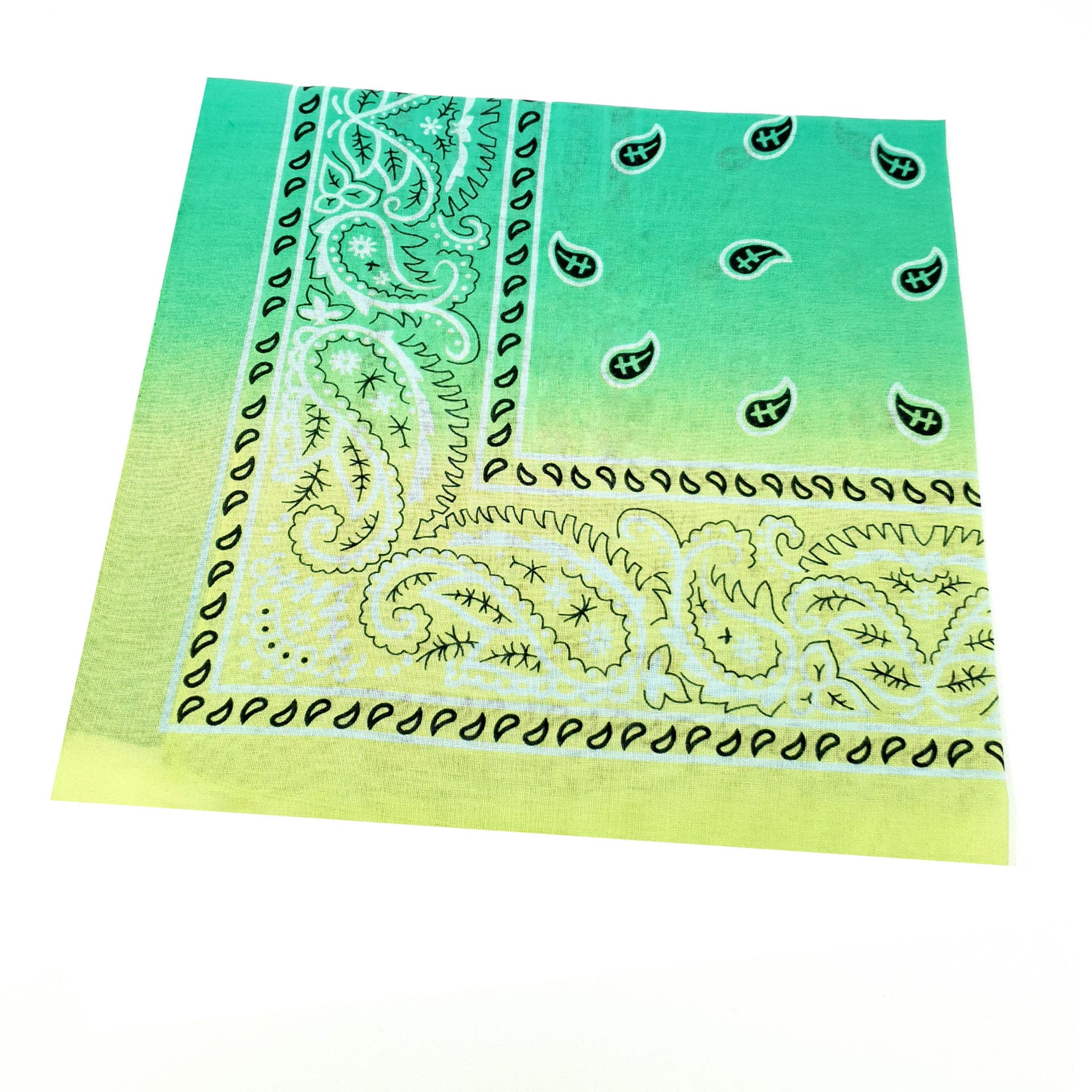 Green Paisley Gradient Bandana Headwrap - Mens & Womens Cotton Bandana - Shyface