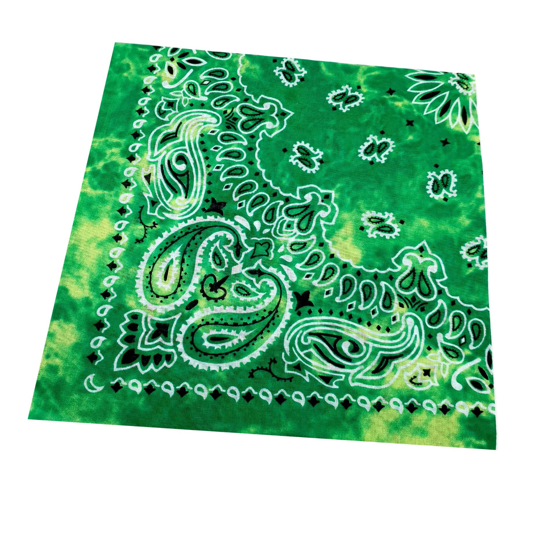Green Paisley Tie Dye Bandana Headwrap - Mens & Womens Cotton Bandanas - Shyface