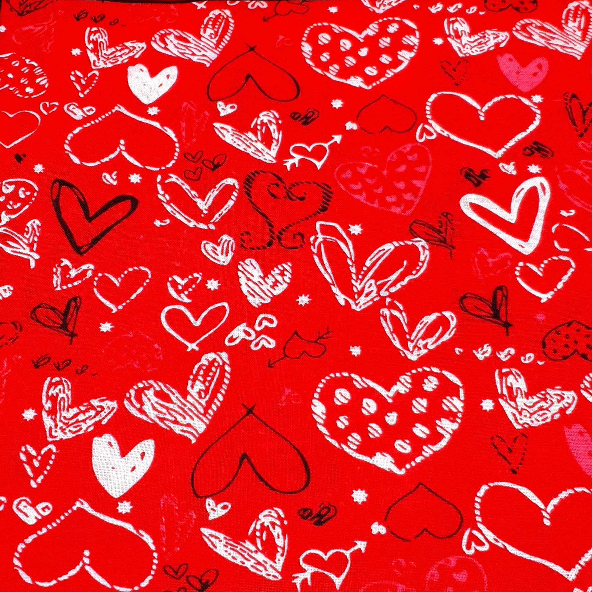 Red Love Heart Cotton Bandana - Mens & Womens Bandanas - Shyface