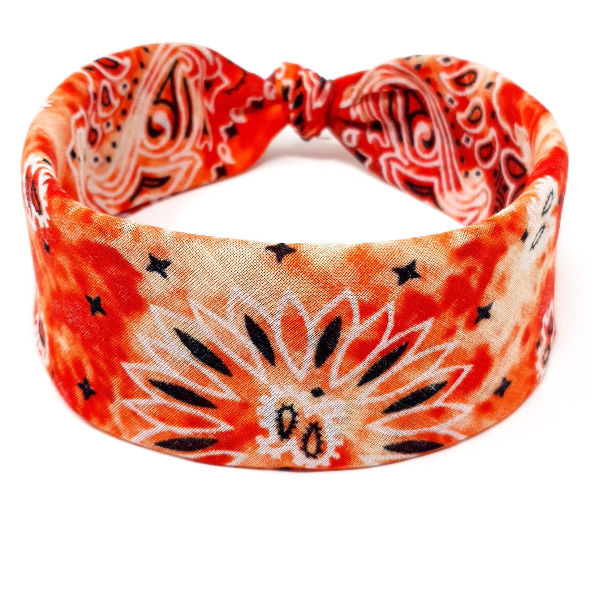 Orange Paisley Tie Dye Bandana Headwrap - Mens & Womens Cotton Bandana - Shyface