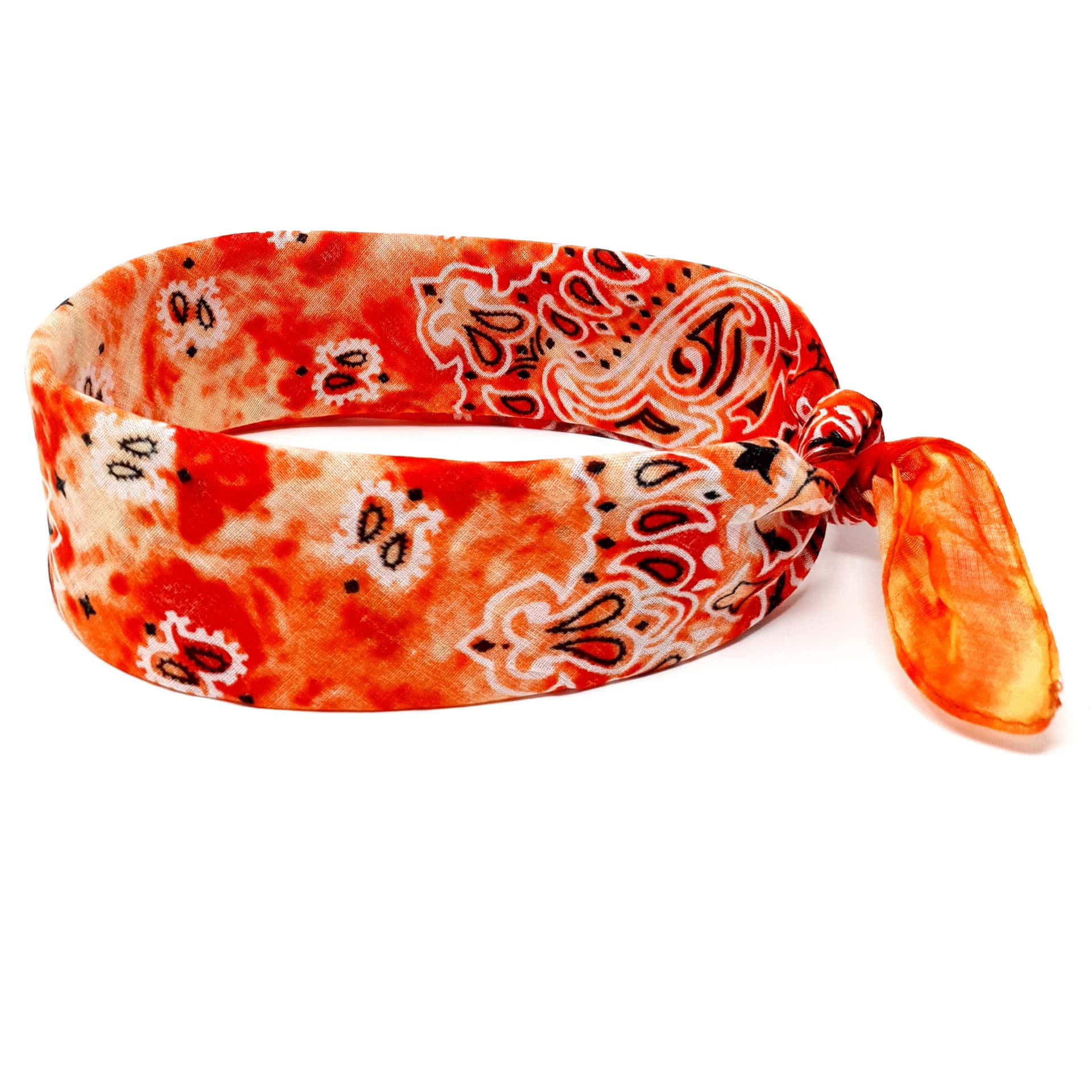 Orange Paisley Tie Dye Bandana Headwrap - Mens & Womens Cotton Bandana - Shyface