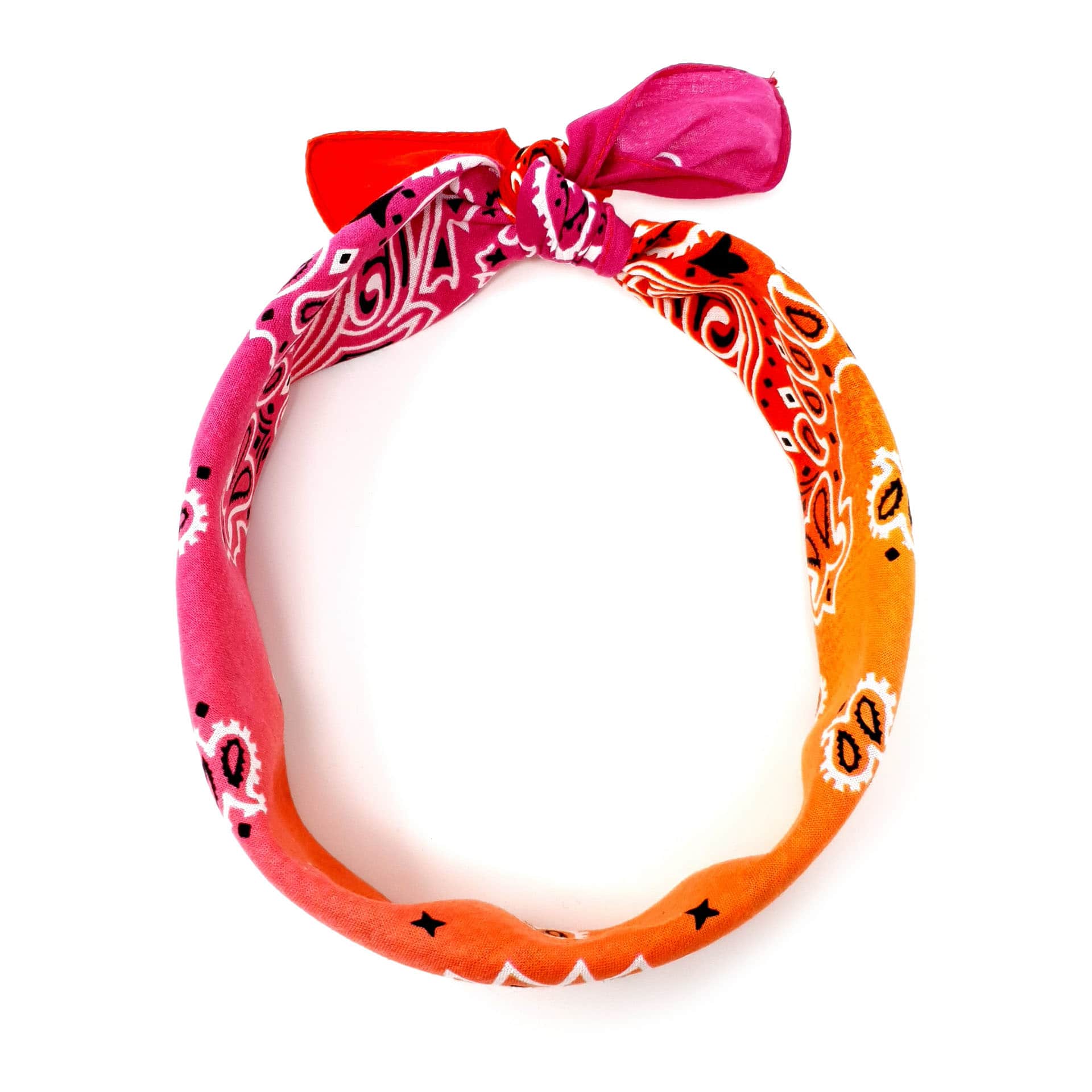 Pink & Orange Floral Paisley Bandana Headwrap - Mens & Womens Cotton Bandanas - Shyface